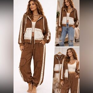 🆕 POL Gauze Studded 2-Piece Set – Brown & Cream (Bundle) ✨
NWOT